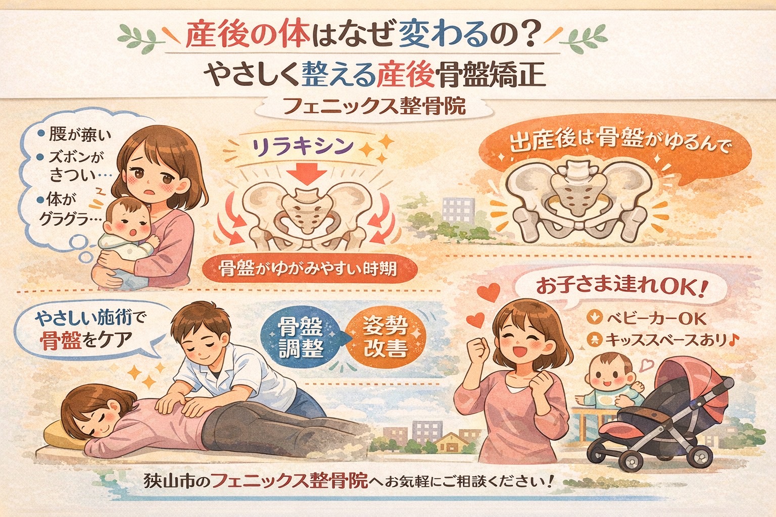 【産後の体はなぜ変わるの？】やさしく整える産後骨盤矯正｜フェニックス整骨院